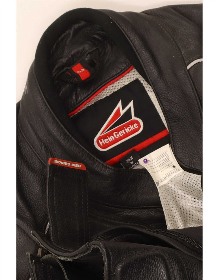 Hein Gericke Dame Læder Biker Jacket EU 52 Stor Sort Læder