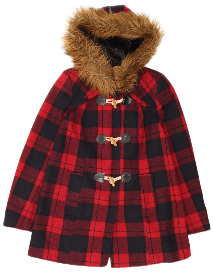 MISS SELFRIDGE Dame Hættejakke UK 6 XS Rød Plaid Uld