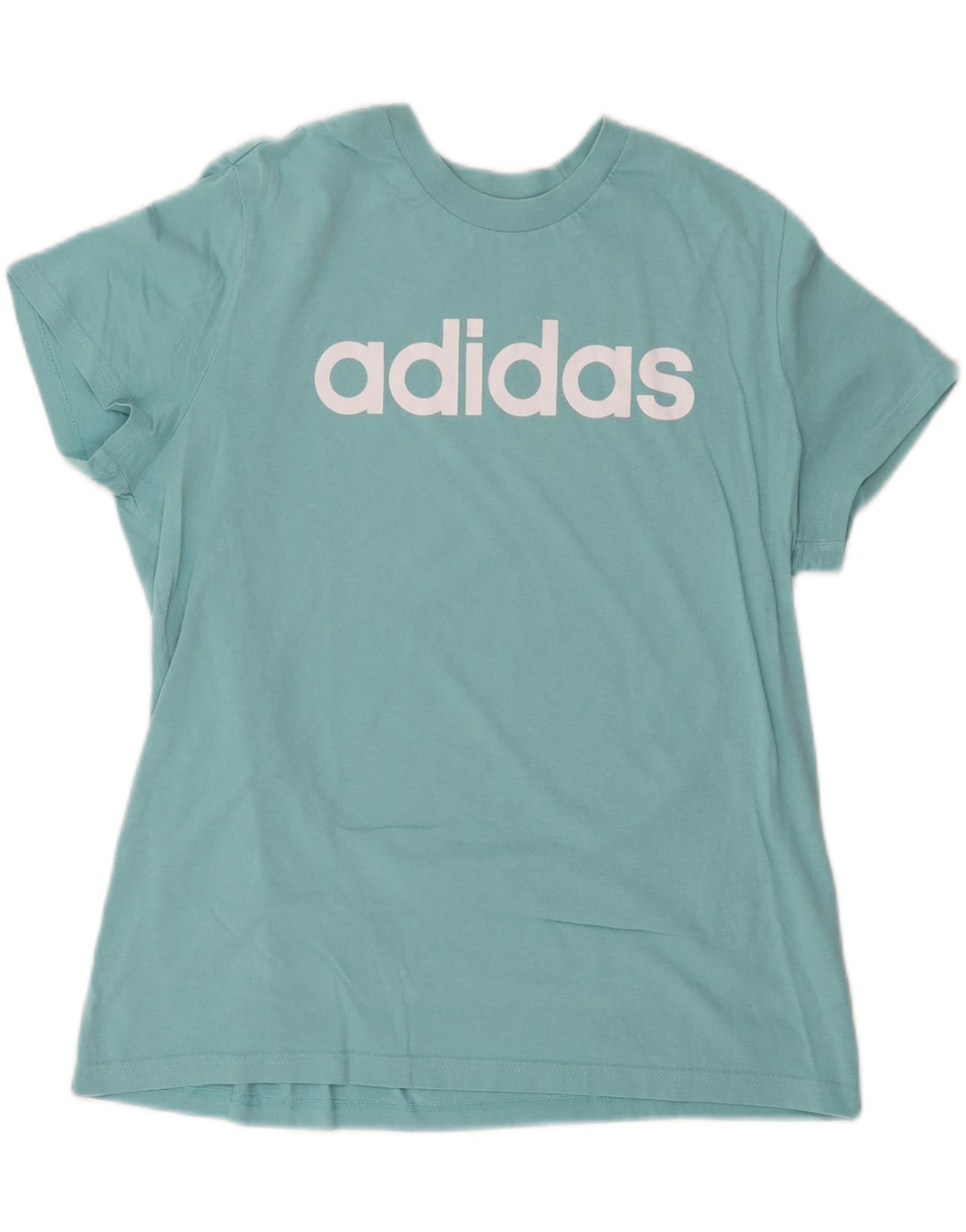 ADIDAS grafisk T-shirt top til kvinder UK 20/22 XL Blå bomuld