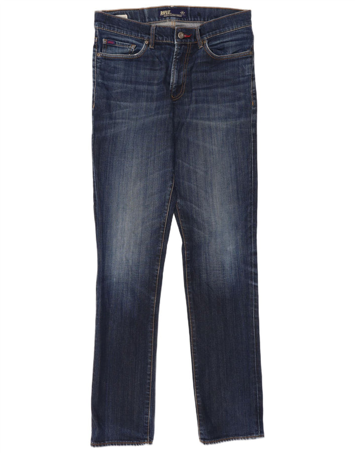 Rifle Herre Distressed Slim Jeans W32 L34 Marineblå Bomuld