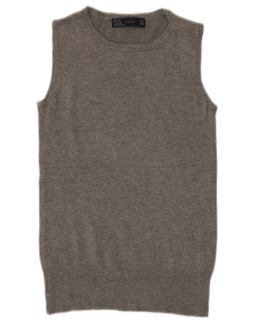 Zara Dame Vest Tank Top UK 8 Small Grey Rayon