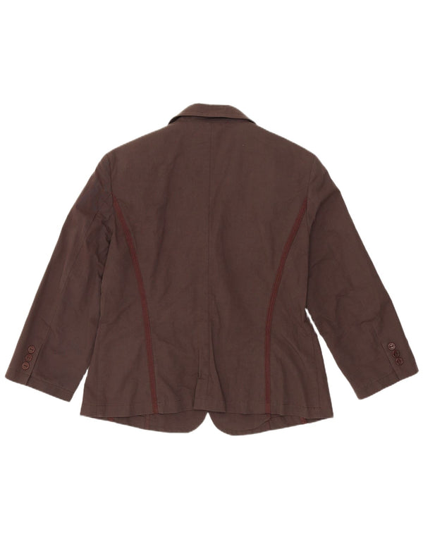 Marella Womens 2 Button Blazer Jacket UK 16 Large Brown Cotton