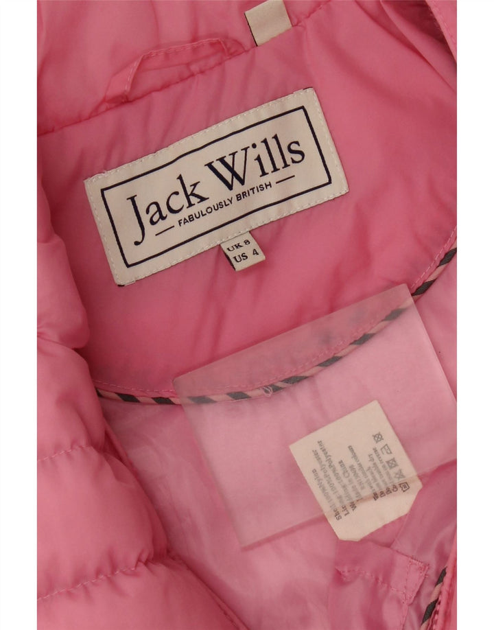 Jack Wills Womens Polstret Gilet UK 8 Small Pink Nylon