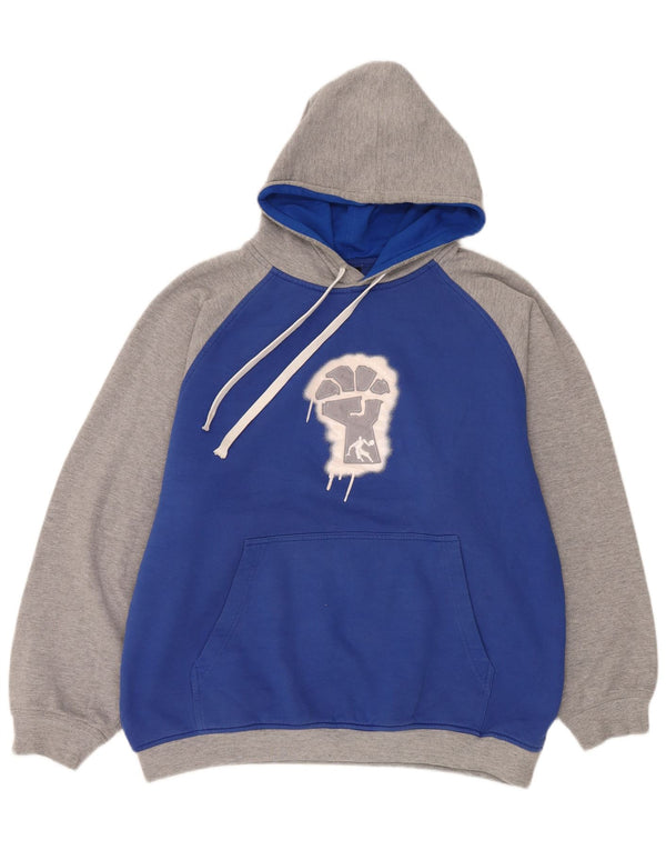 And1 Herre grafisk hættetrøje Jumper Large Blue Colourblock Bomuld
