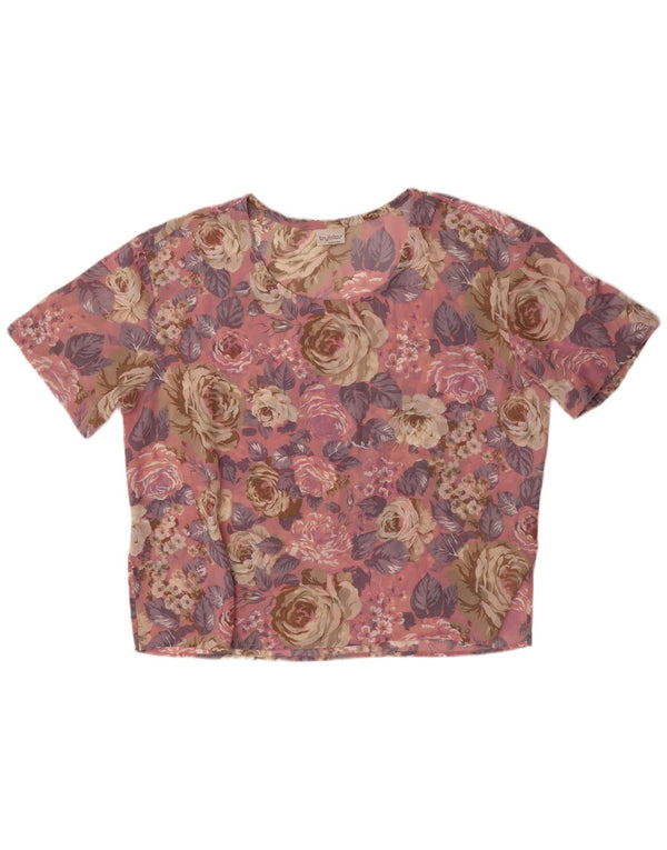 Byblos Dame Oversized Bluse Top IT 44 Medium Pink Floral Polyester