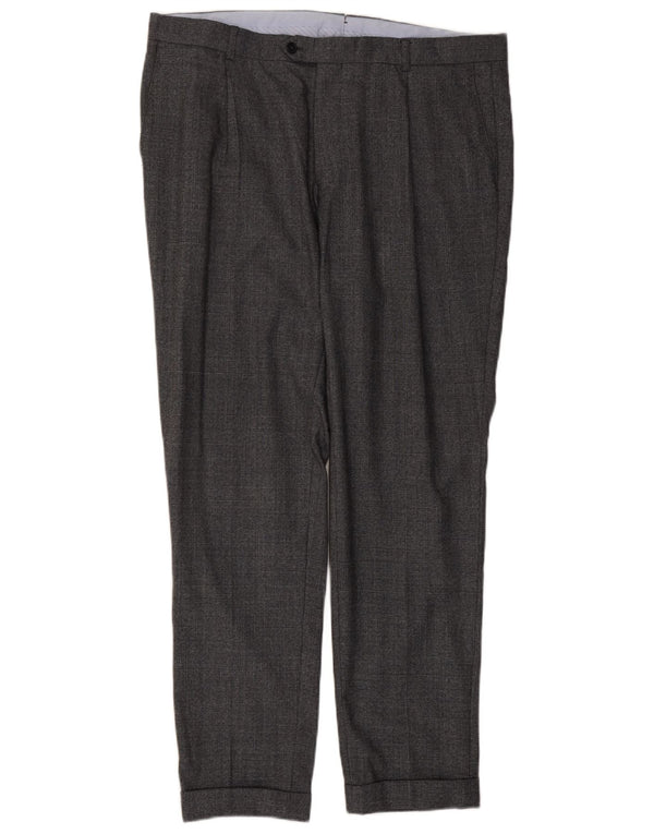 Massimo Dutti Herre Pegged Suit Bukser EU 48 XL W38 L32 Grå ternet bomuld