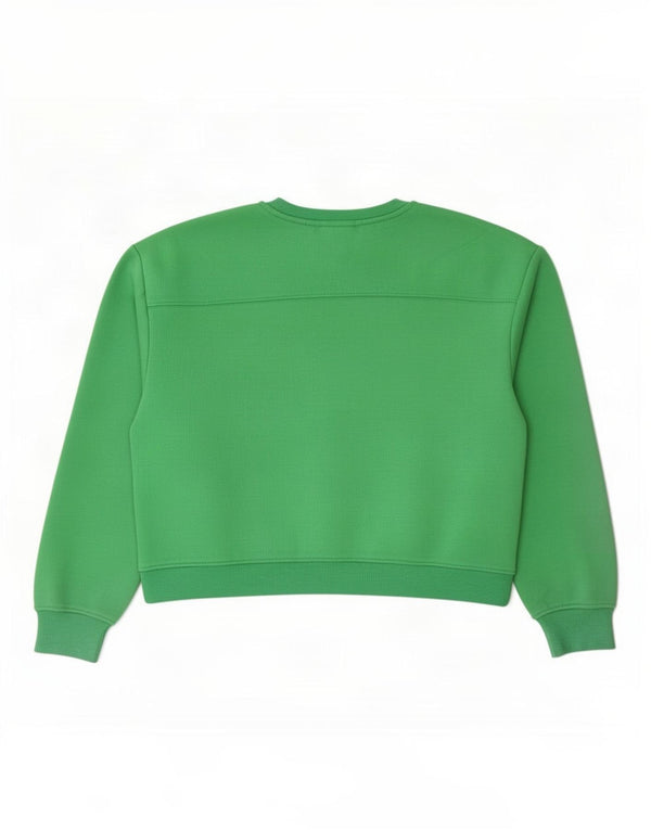 Zara Womens Crop Sweatshirt Jumper UK 16 Stor grøn bomuld