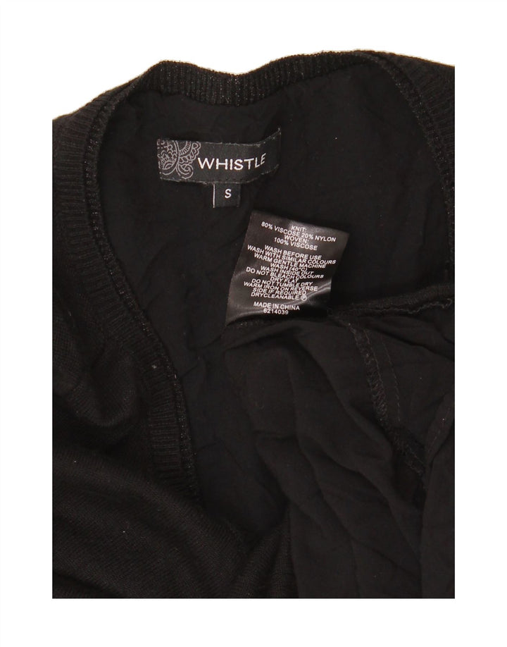 WHISTLE Womens Boat Neck Jumper Sweater UK 10 Small Black Viscose Vintage Whistle and Second-Hand Whistle from Messina Hembry 