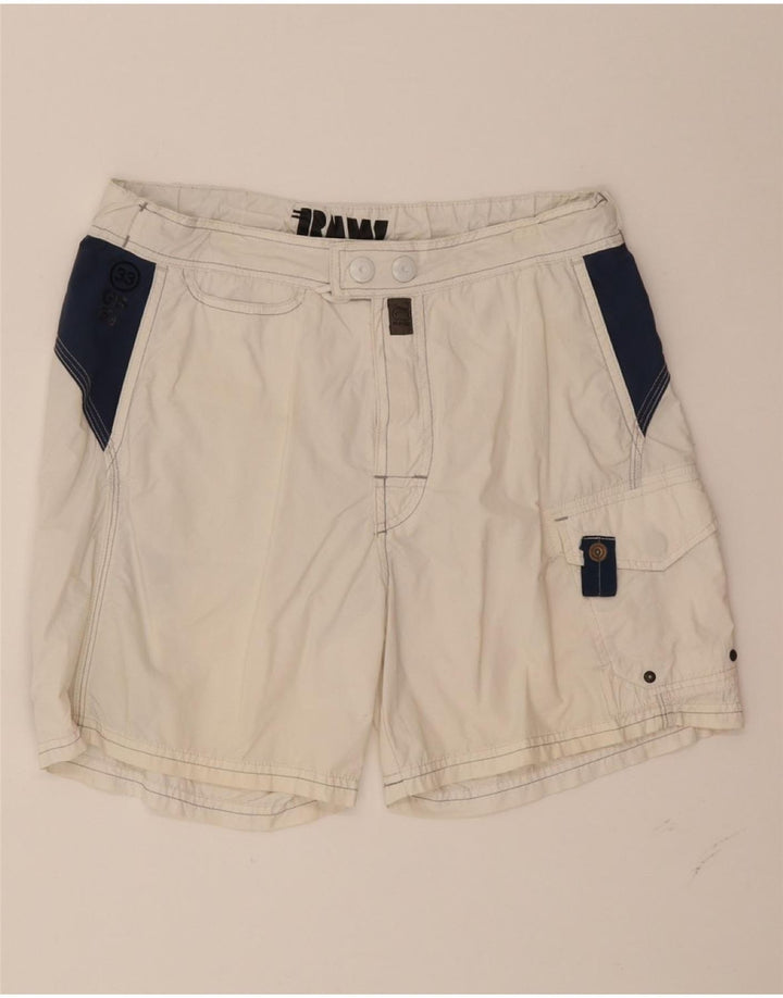G-STAR Mens Graphic Swimming Shorts Medium  White Colourblock Polyamide Vintage G-Star and Second-Hand G-Star from Messina Hembry 