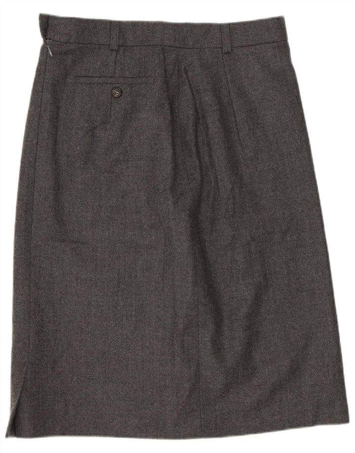 Max Mara Dame Weekend A-Line nederdel UK 12 Medium W28 Grey Virgin Wool