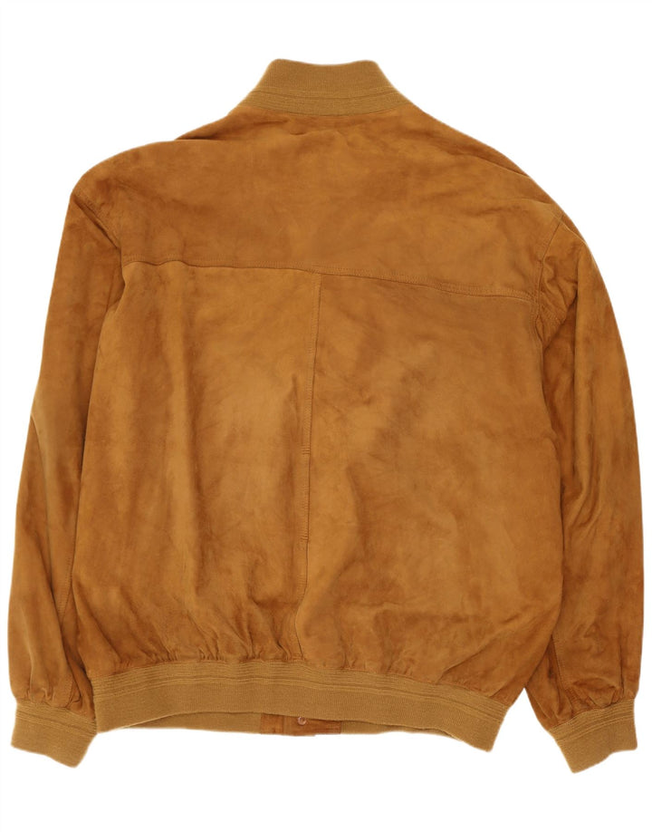 Vintage herre ruskind bomberjakke IT 58 4XL brun læder retro