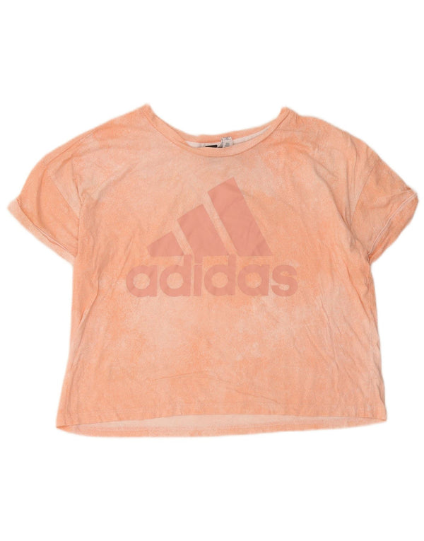 Adidas grafisk T-shirt top til kvinder, UK 20/22 XL Pink Tie Dye Bomuld