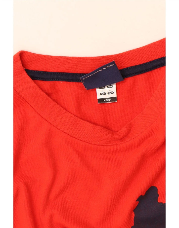 Umbro Herre Grafisk T-Shirt Top XL Rød Bomuld