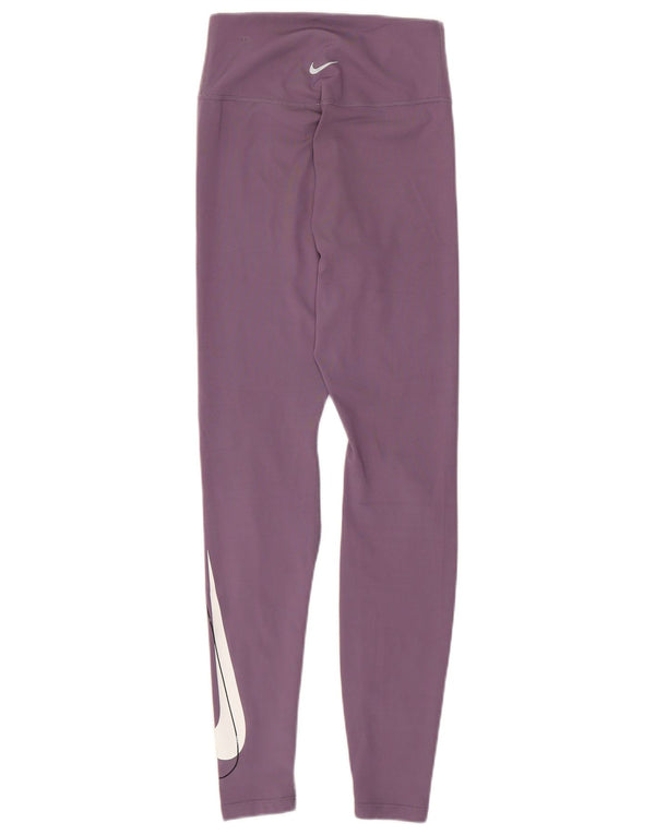 Nike Dame Dri Fit Grafiske Leggings UK 4 XS Lilla Polyester