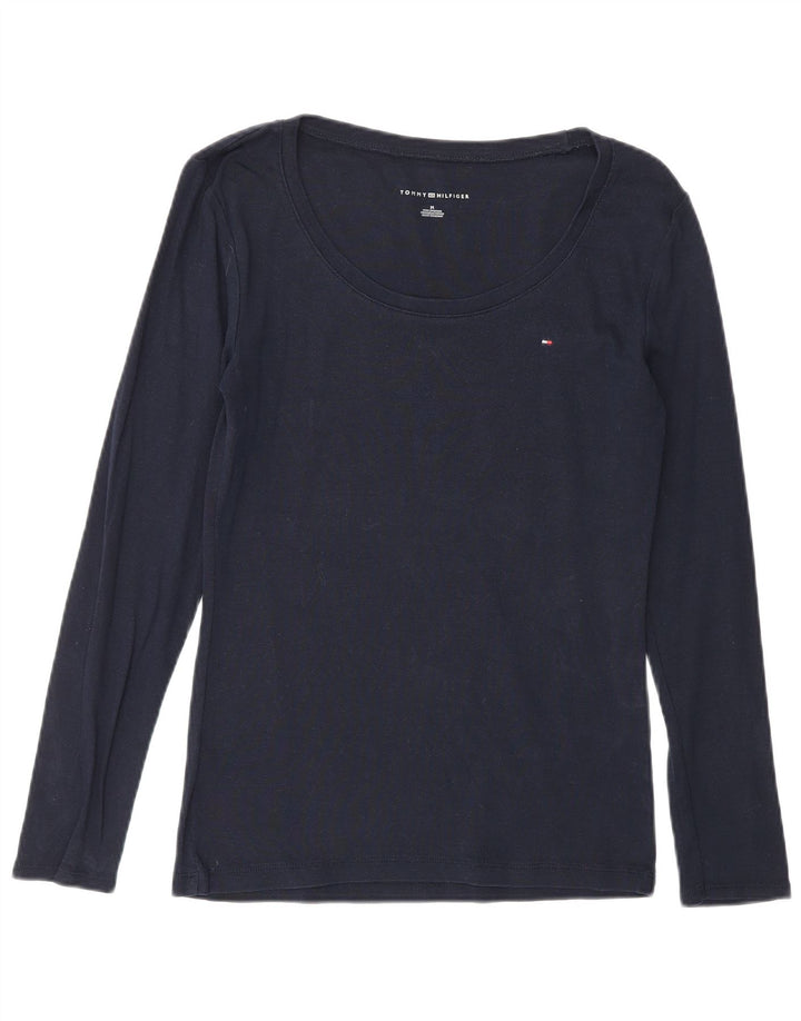 TOMMY HILFIGER Womens Top Long Sleeve UK 12 Medium Navy Blue