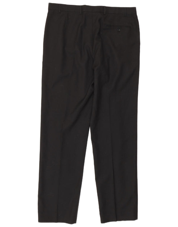 Marks & Spencer Mens Straight Suit Trousers W36 L33 Black Polyester
