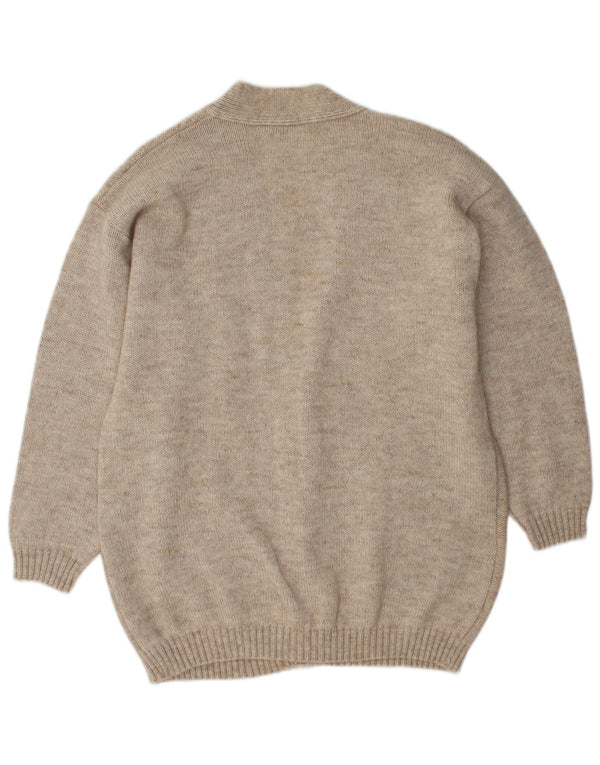 Vintage oversized cardigan sweater til kvinder UK 14 Medium Beige Uld