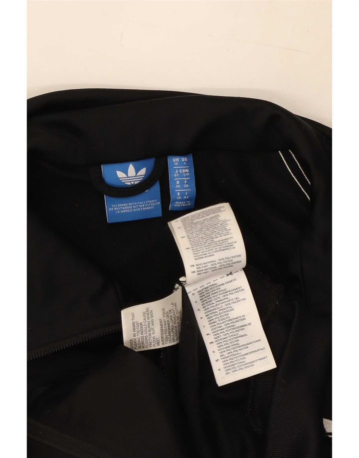 Adidas Dame Grafisk Træningsdragt Top Jacket UK 10 Lille Sort Polyester