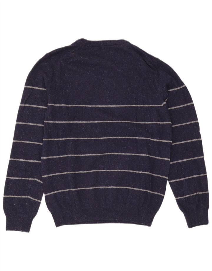 Gant herre rund hals sweater mellem marineblå stribet uld
