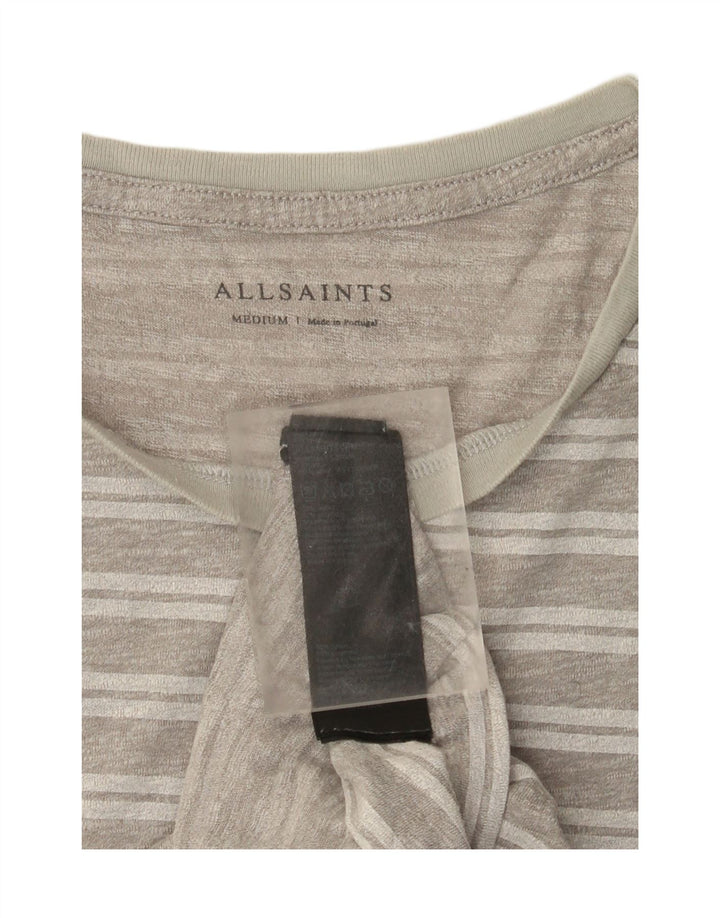 All Saints Herre T-Shirt Top Medium Grå Stribet Bomuld