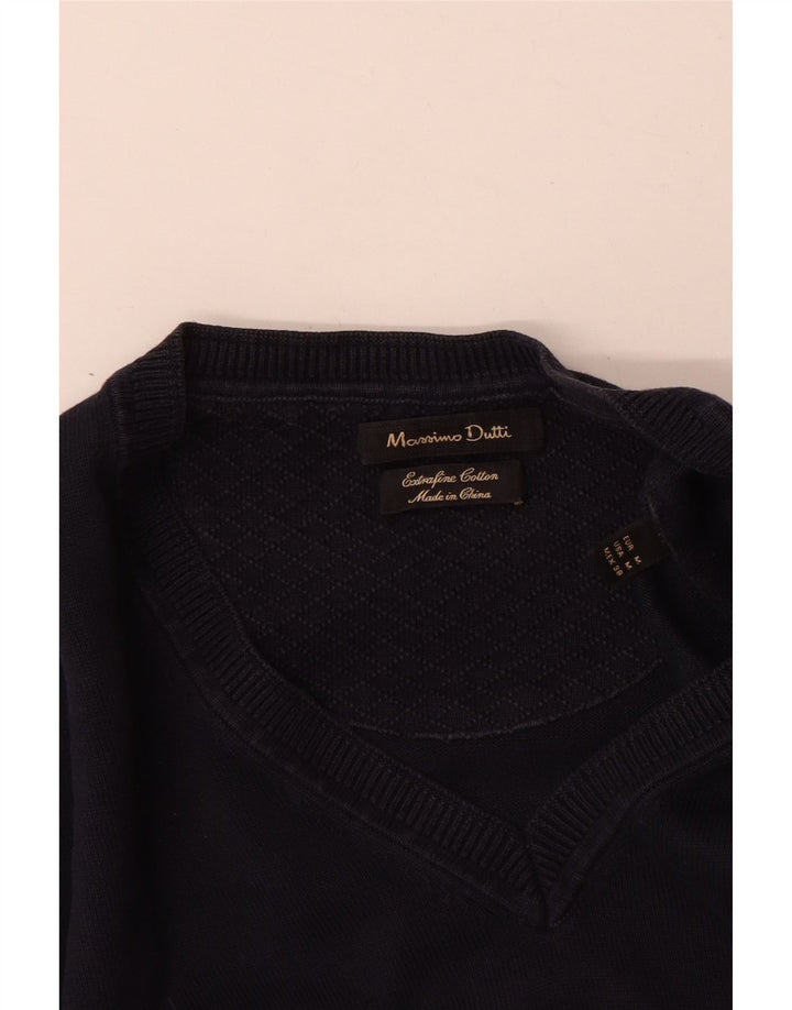 Zara Herre V-hals sweater Medium Marineblå Bomuld