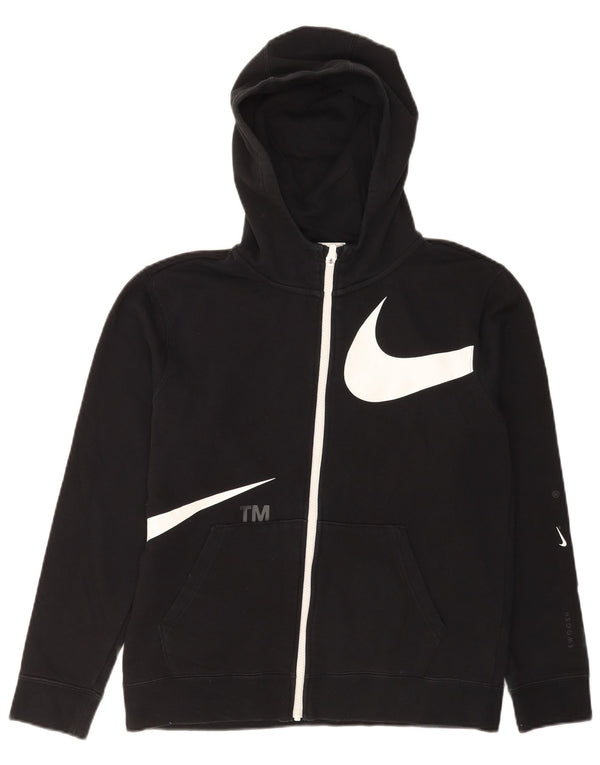 Nike drenge grafisk hættetrøje med lynlås 13-14 år XL sort farveblok
