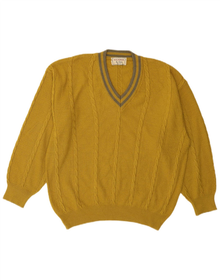 MALAGRIDA Dame Oversized V-hals sweater US 6 Medium Gul Uld