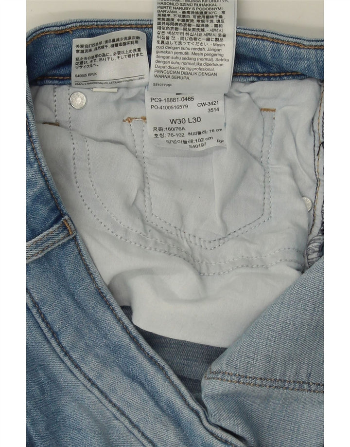 LEVI'S Womens 711 Distressed Skinny Jeans W30 L30 Blue Cotton Vintage Levi's and Second-Hand Levi's from Messina Hembry 