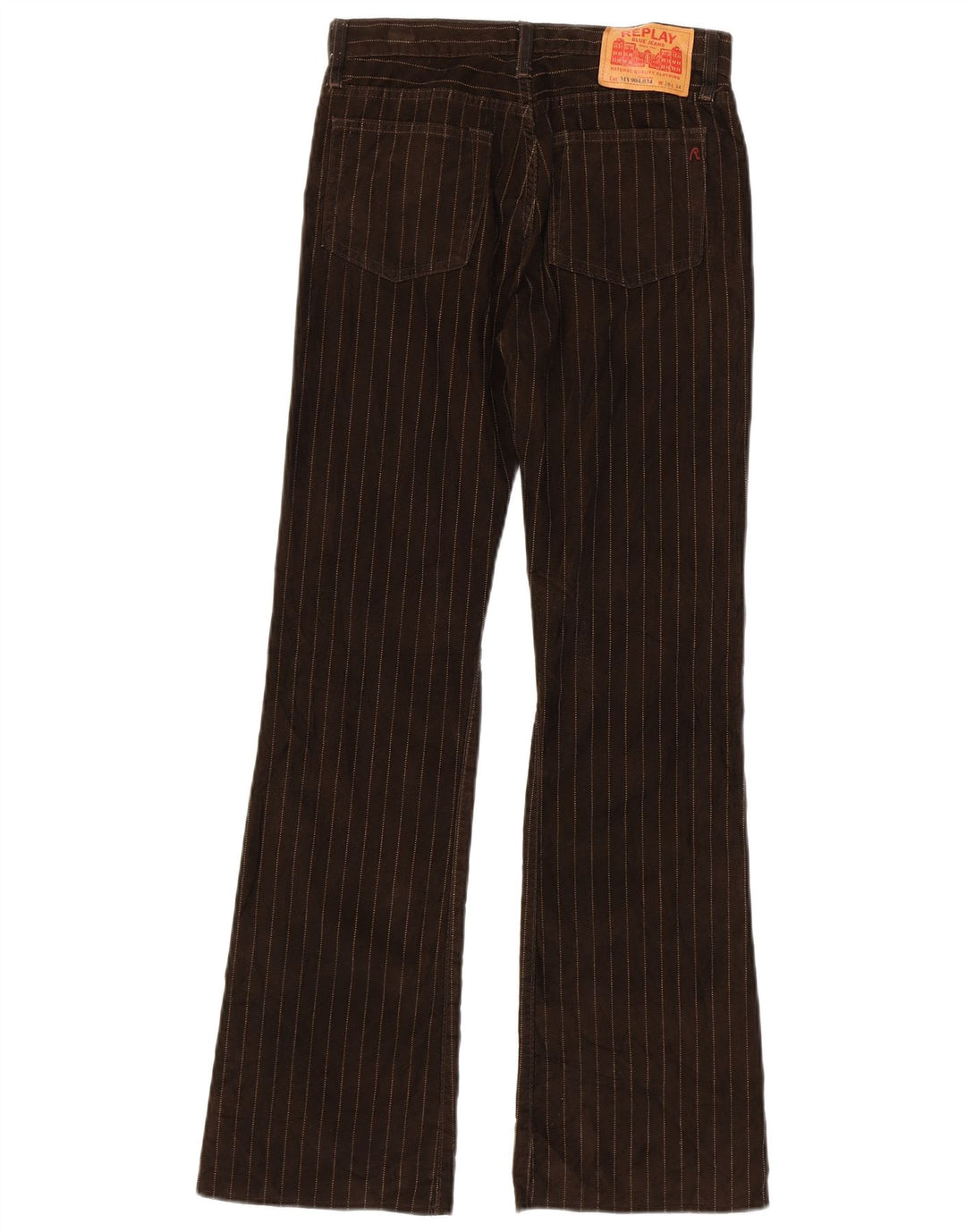 Replay Dame Bootcut Casual Bukser W28 L34 Brun Stribet Polyester