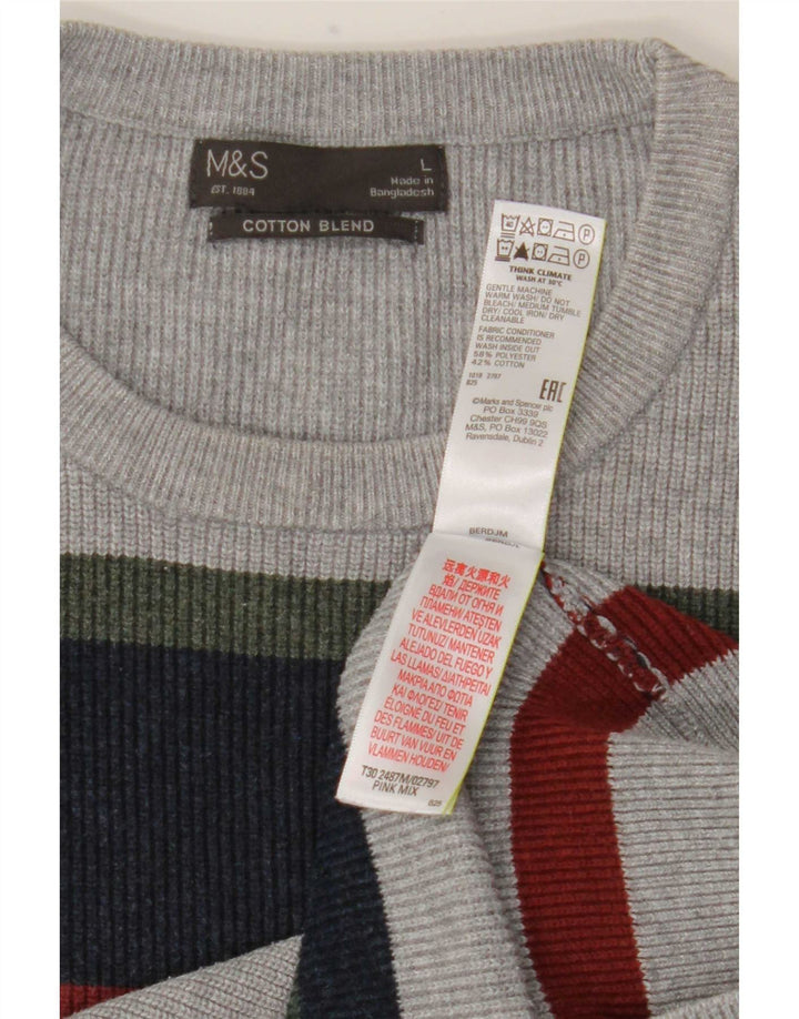 Marks & Spencer Herretrøje med rund hals, stor flerfarvet stribet