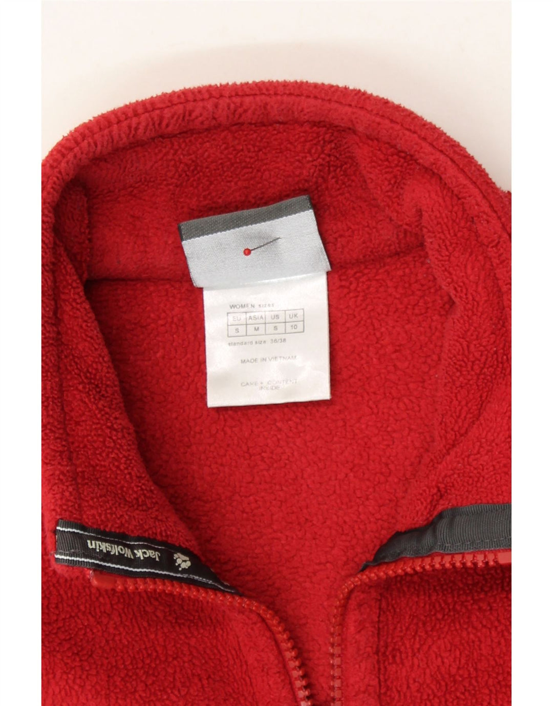 JACK WOLFSKIN Womens Loose Fit Fleece Jacket UK 10 Small Red Polyester Vintage Jack Wolfskin and Second-Hand Jack Wolfskin from Messina Hembry 