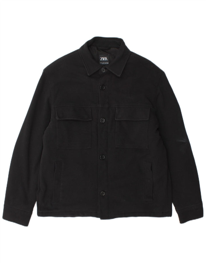 Zara Herre Bomber Jacket UK 38 Medium Sort Bomuld
