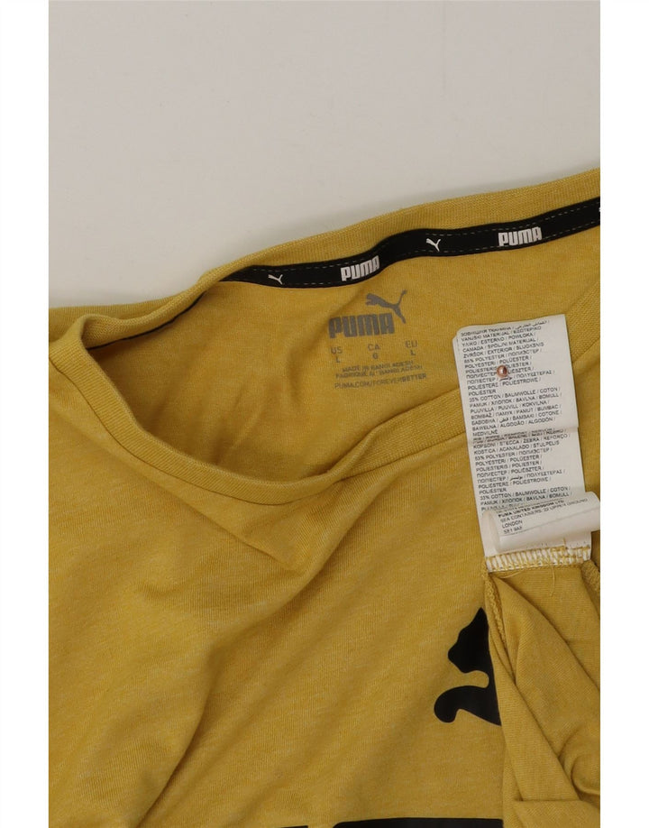Puma Herre Grafisk T-Shirt Top Stor Gul Bomuld