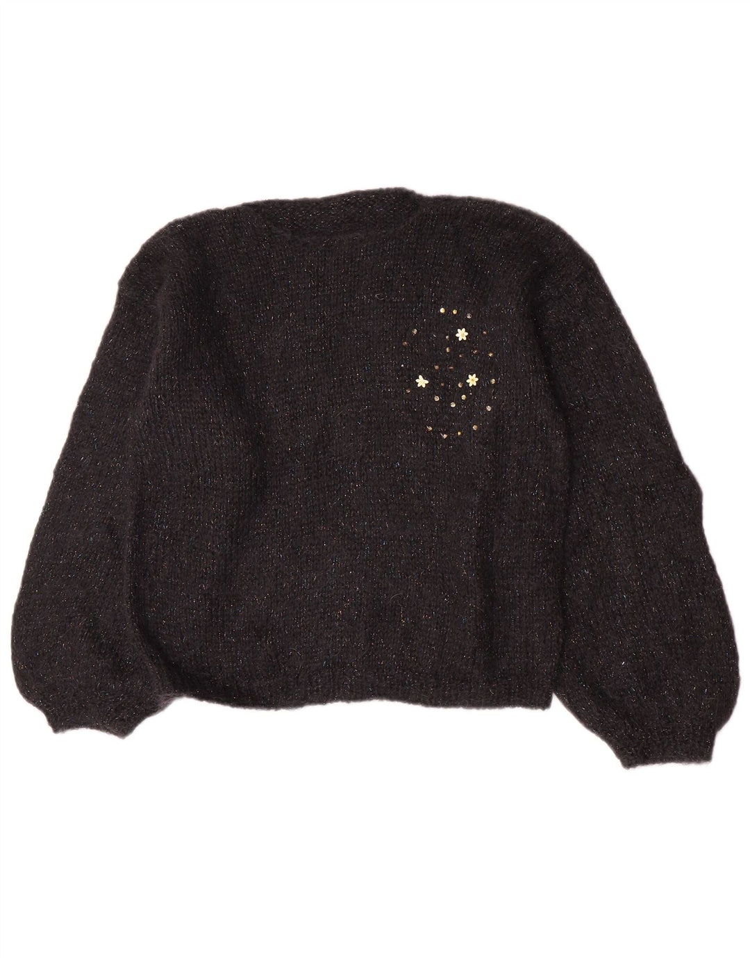 Vintage Dame Boat Neck Jumper Sweater UK 14 Medium Black