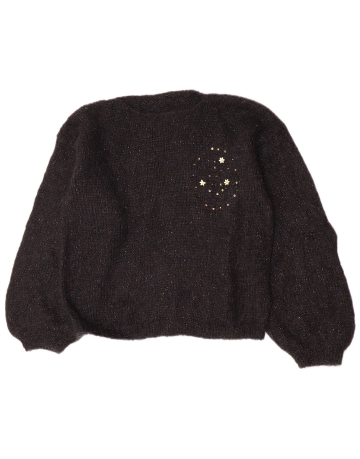 Vintage Dame Boat Neck Jumper Sweater UK 14 Medium Black