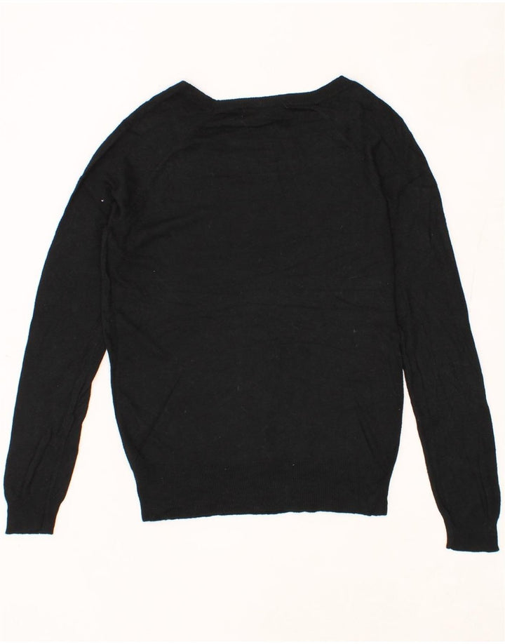 MOSSIMO Womens Boat Neck Jumper Sweater UK 12 Medium Black Nylon Vintage Mossimo and Second-Hand Mossimo from Messina Hembry 