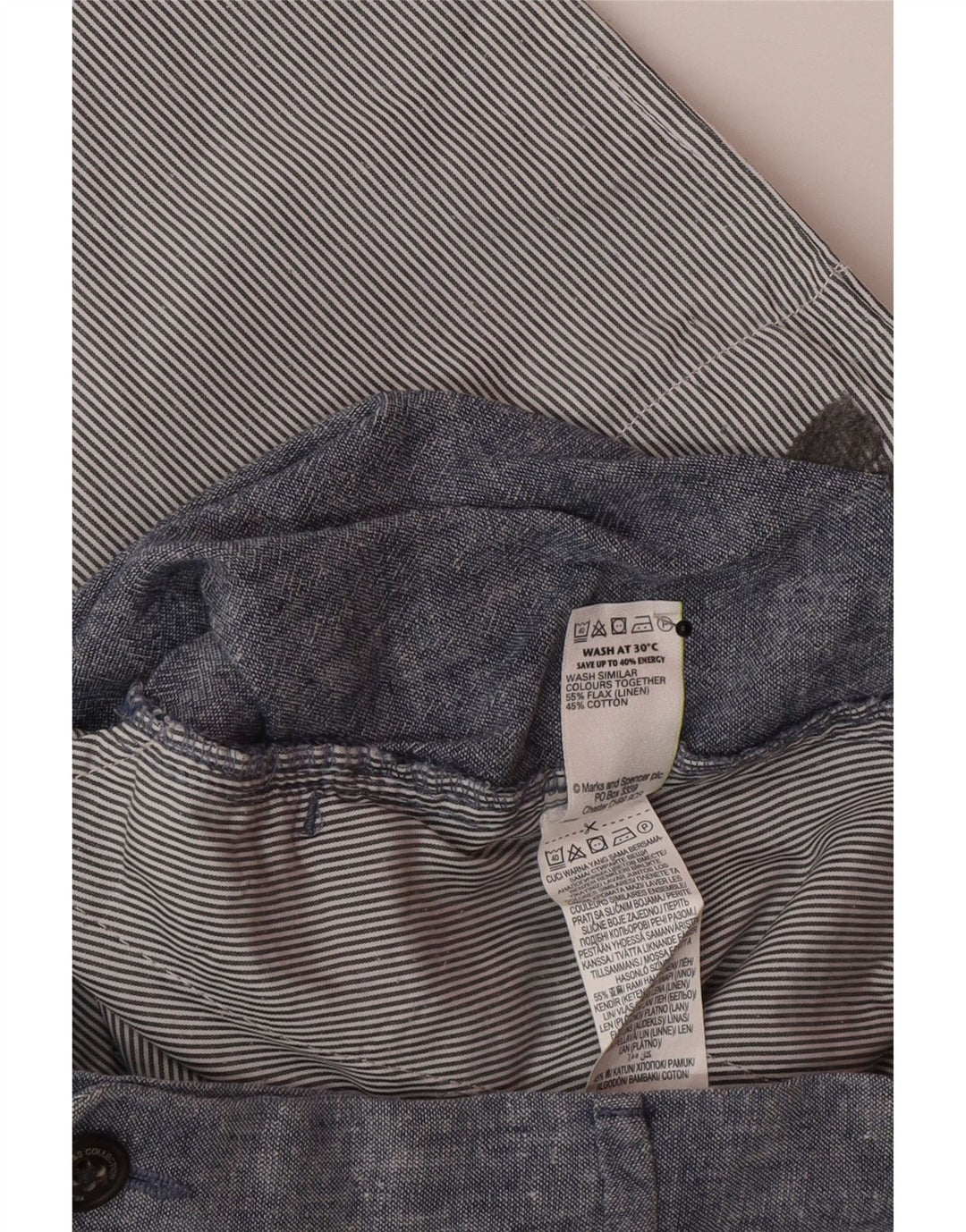 Marks & Spencer Herre Chino Shorts W34 Large Blue Linen