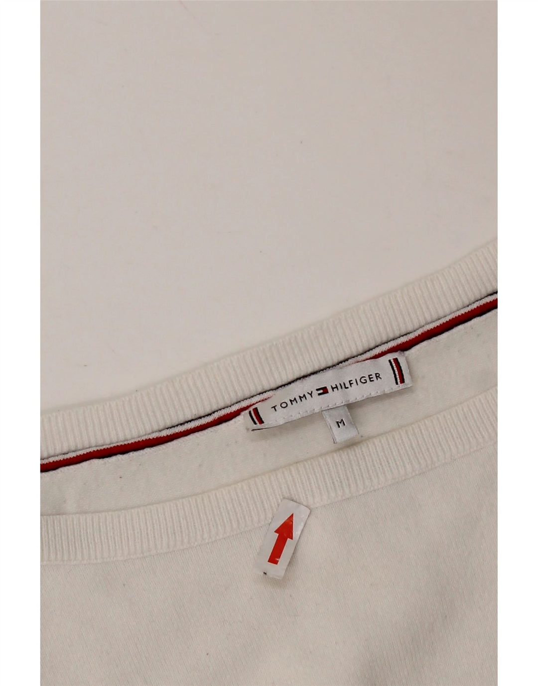 TOMMY HILFIGER Dame Boat Neck Jumper Sweater UK 14 Medium White