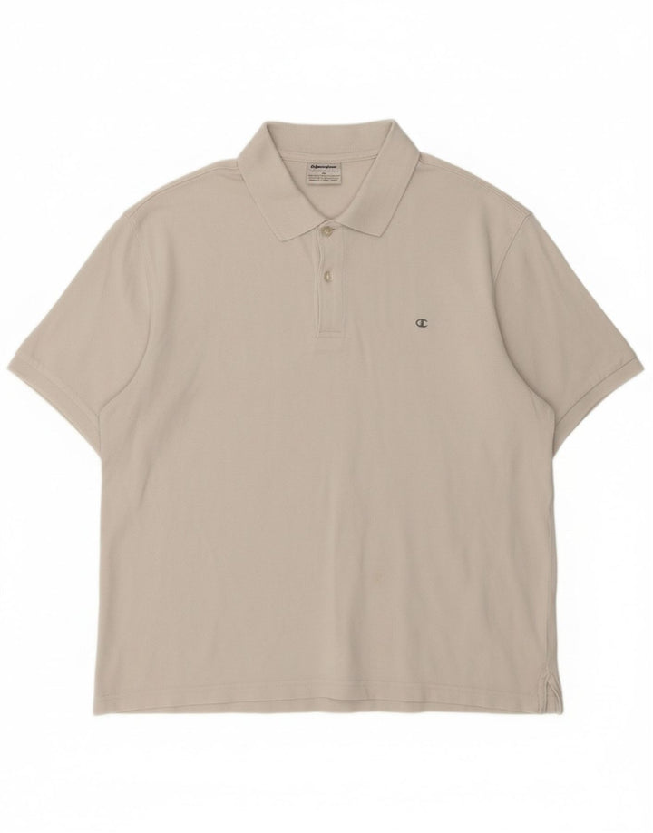 CHAMPION Mens Polo Shirt Large White