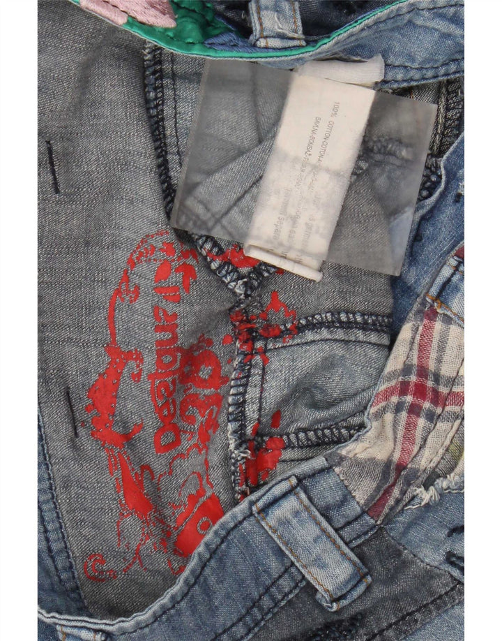 Desigual Dame Harem Drop Crotch Jeans W30 L13 Blå Patchwork Bomuld