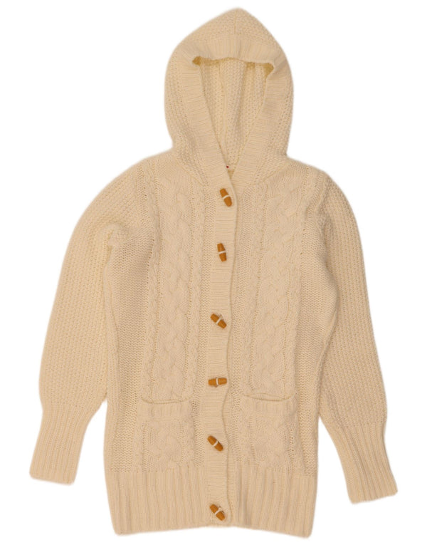 Vintage sweater med hætte til kvinder UK 14 Medium Off White