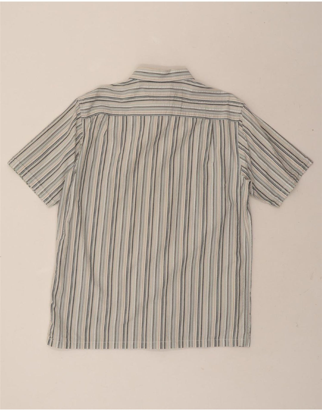 JAMES PRINGLE Mens Short Sleeve Shirt Large Grey Striped Vintage James Pringle and Second-Hand James Pringle from Messina Hembry 