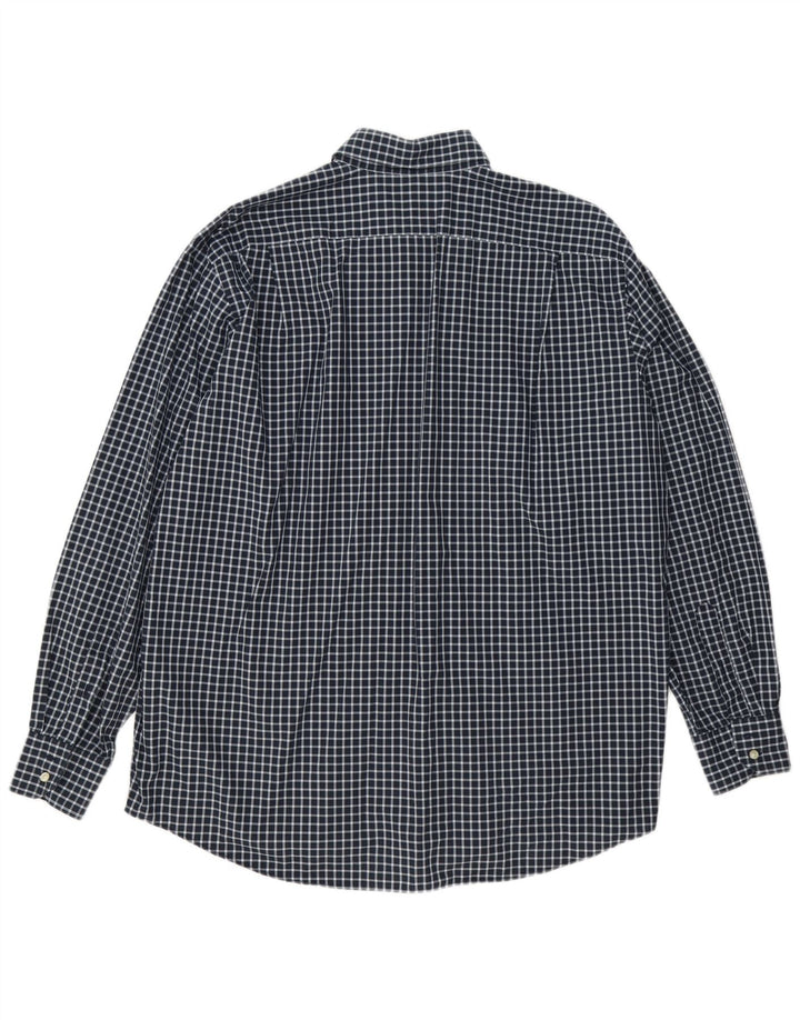 Lacoste Herreskjorte Størrelse 44 XL Navy Blue Gingham Cotton