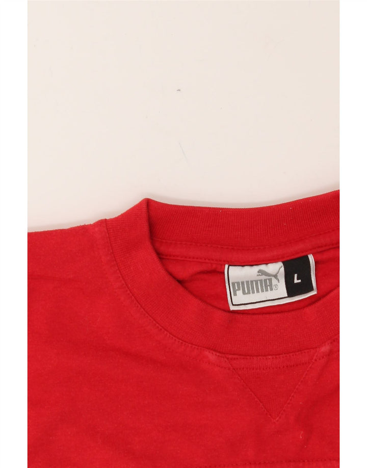 PUMA Mens T-Shirt Top Large Red Colourblock Vintage Puma and Second-Hand Puma from Messina Hembry 