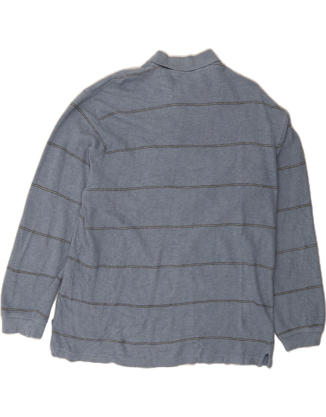 IZOD Mens Long Sleeve Polo Shirt Large Blue Striped Cotton Vintage Izod and Second-Hand Izod from Messina Hembry 