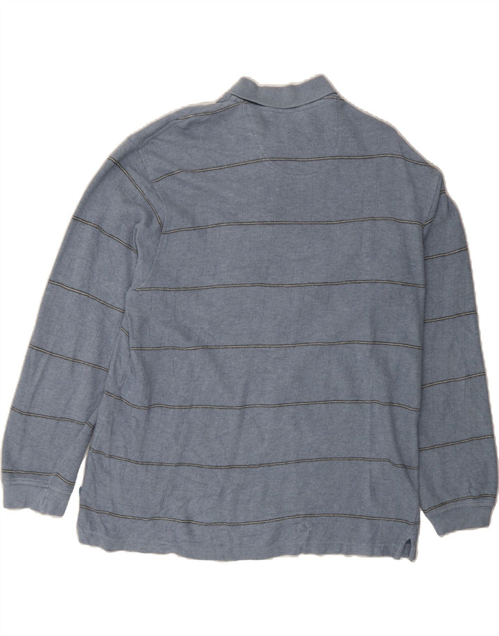IZOD Mens Long Sleeve Polo Shirt Large Blue Striped Cotton Vintage Izod and Second-Hand Izod from Messina Hembry 
