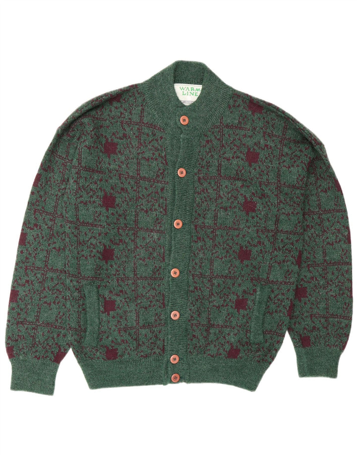 Settebello Herre Cardigan Sweater Stor grøn ternet uld