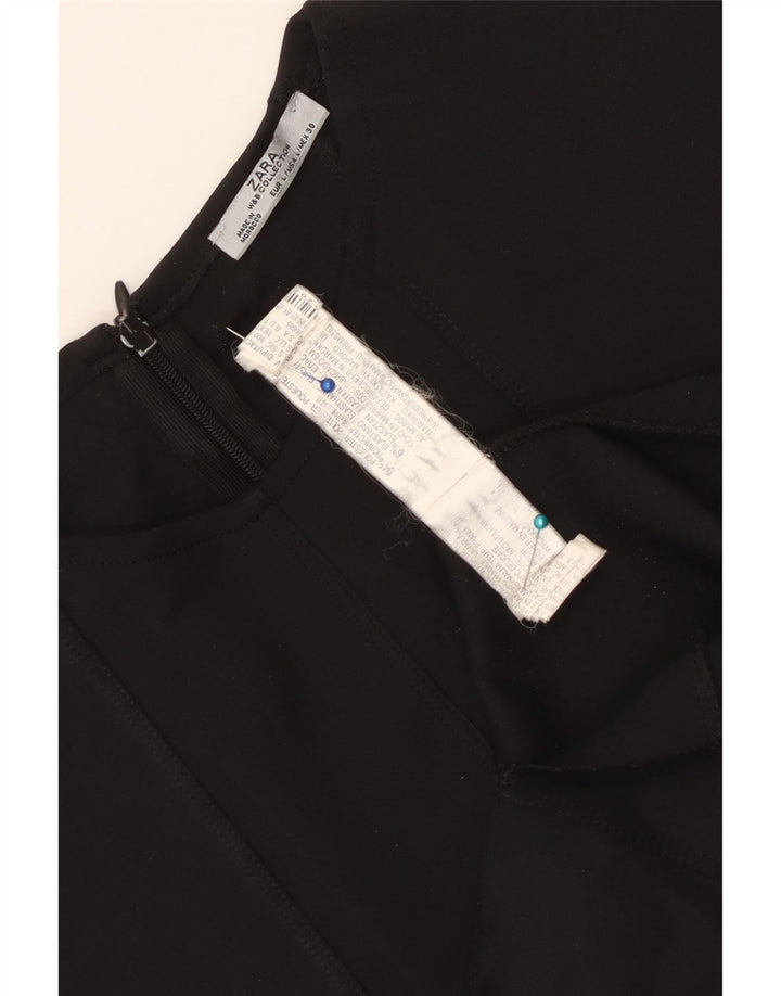 Zara Dame Ærmeløs A-Line Kjole UK 14 Stor Sort Polyester