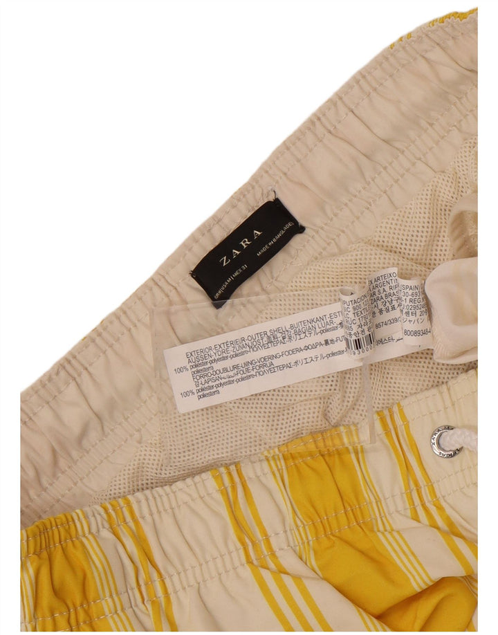 Zara Badeshorts til mænd mellem gul stribet polyester