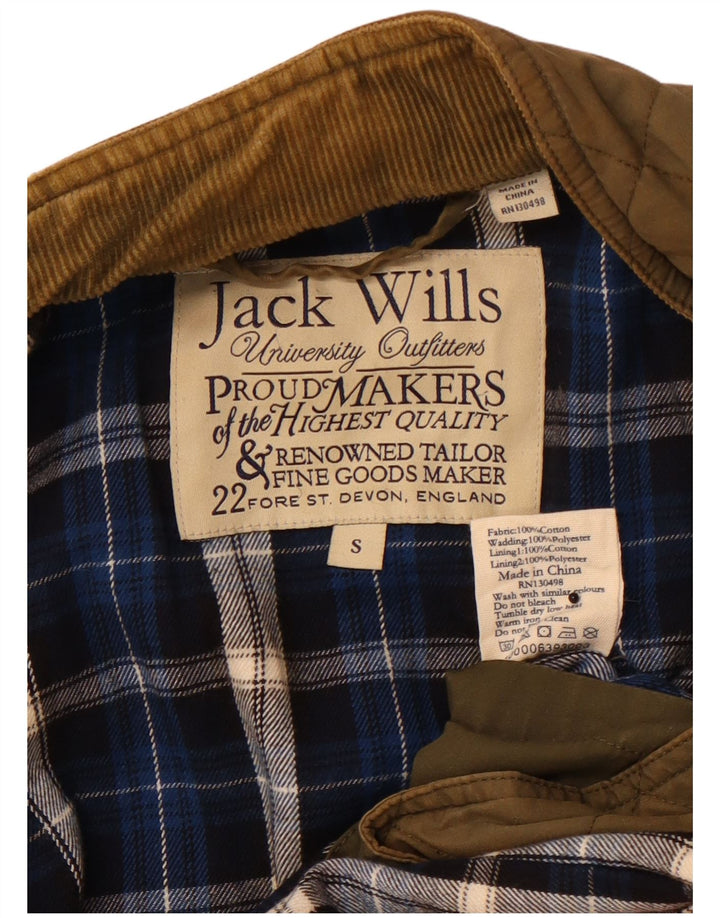 JACK WILLS Herre Militær Quiltet Jakke UK 36 Small Khaki Cotton